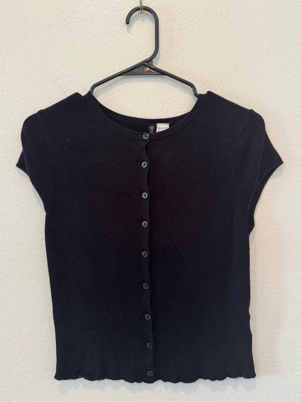 H&M Black Button Front Tee Size Small